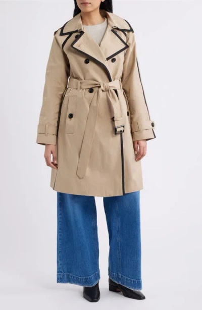 London Fog Double Breasted Trench Coat In Brown