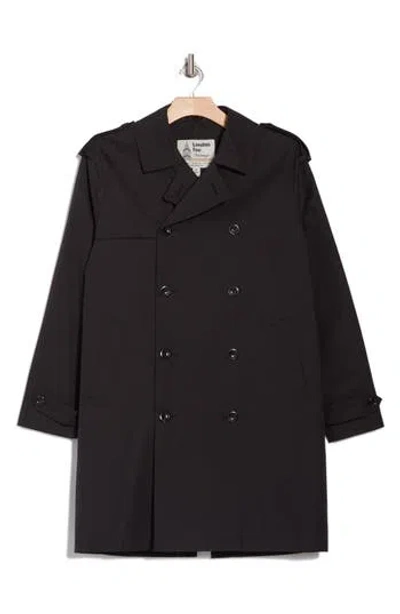 London Fog Double Breasted Water Resistant Trench Coat In Black