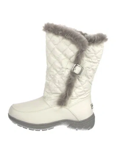 Pre-owned London Fog Faux Fur Trim Boots In White