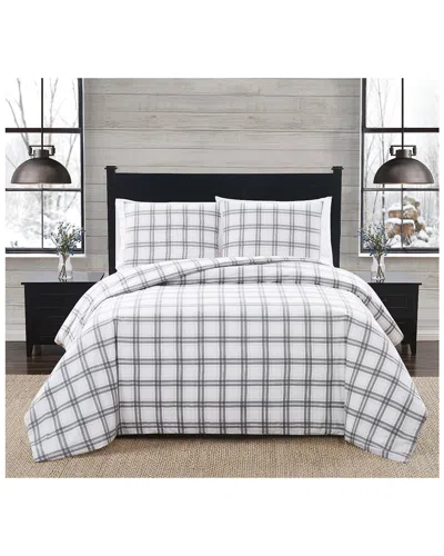 London Fog Flannel Duvet Cover Set In White