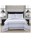 London Fog Stripe Flannel Comforter Sets In White