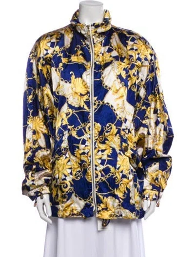 Pre-owned London Fog Floral Print Coat In Yellow
