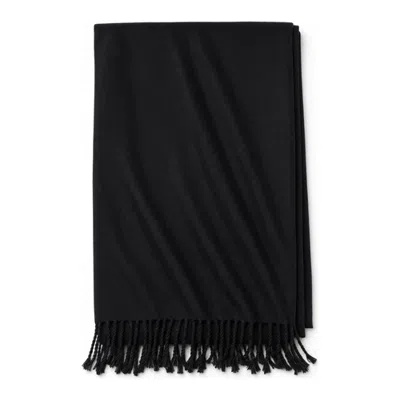 London Fog Fringe Trim Viscose Oblong Scarf In Black