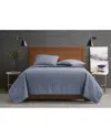 London Fog Garment Wash Solid Blue Quilt Set In Blue