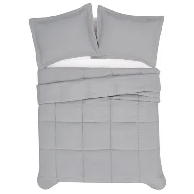 London Fog Garment Wash Solid Comforter Set In Gray