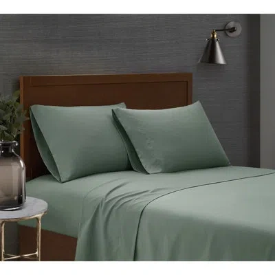 London Fog Garment Wash Solid Sheet Set In Green