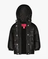London Fog Girls Zip-front Heavy Weight Puffer Jacket In Black In Black