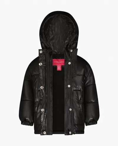 London Fog Girls Zip-front Heavy Weight Puffer Jacket In Black