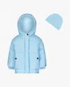 London Fog Girls Zip-front Heavy Weight Puffer Jacket In Light Blue In Blue