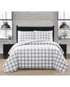 London Fog Plaid Flannel Comforter Sets In White