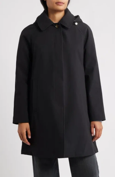 London Fog Heritage Bonded Trench Raincoat With Removable Hood In Black