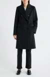 London Fog Heritage Pinstripe Double Breasted Coat In Black