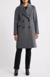 London Fog Heritage Pinstripe Double Breasted Coat In Gray