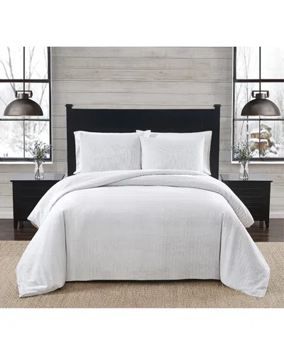 London Fog Herringbone Flannel Comforter Set In White