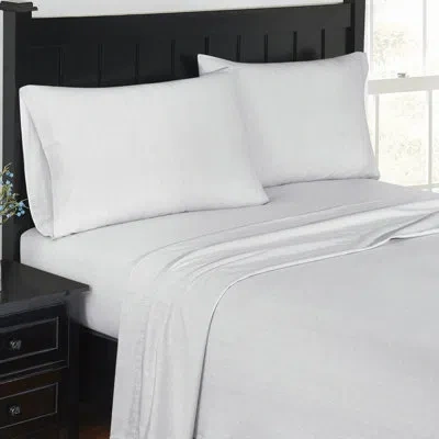 London Fog Herringbone Flannel Sheets In White,gray