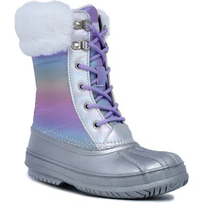 London Fog Kids' Little And Big Girls Downing Court Cold Weather Boot In Silver Multi
