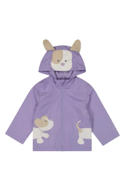 London Fog Kids' Puppy Hooded Water-repellent Rain Jacket In Lilac