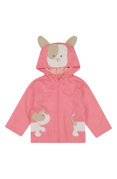 London Fog Kids' Puppy Hooded Water-repellent Rain Jacket In Pink