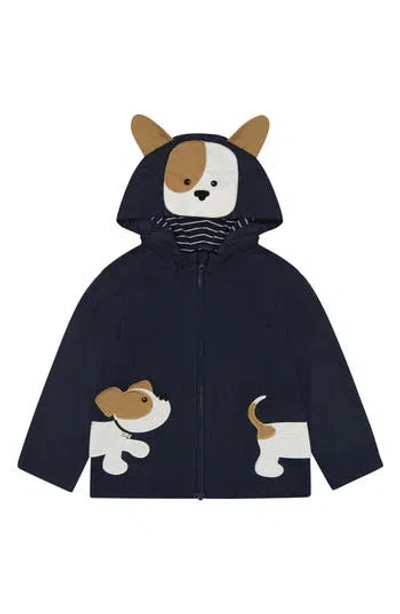 London Fog Kids' Puppy Water-resistant Rain Slicker Hooded Jacket In Navy