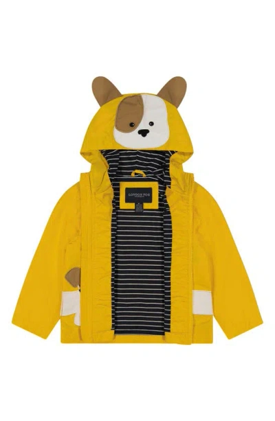 London Fog Kids' Puppy Water-resistant Rain Slicker Hooded Jacket In Yellow