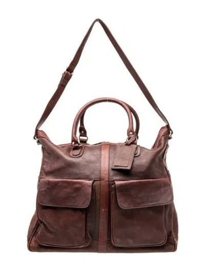 Pre-owned London Fog Leather Tote In Burgundy/purple