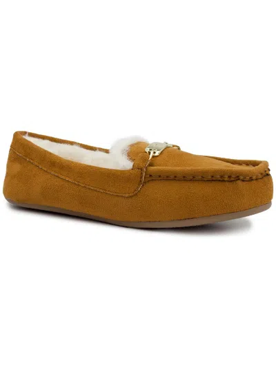 London Fog Lfw Lisa Womens Faux Leather Slip On Moccasins In Brown