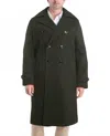 London Fog Lille 46" Officers Coat In Dark Olive In Green