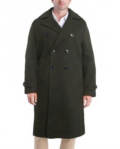London Fog Lille 46" Officers Coat In Dark Olive In Green
