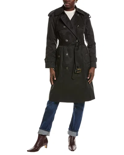 London Fog Long Trench Coat In Black