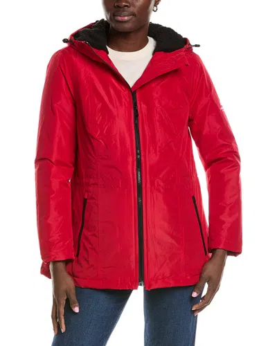 London Fog Medium Rain Coat In Red