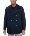 London Fog Men Double-breasted Wool Blend Peacoat In Navy