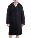 London Fog Men's Lille 46" Officers Coat In Black In Black