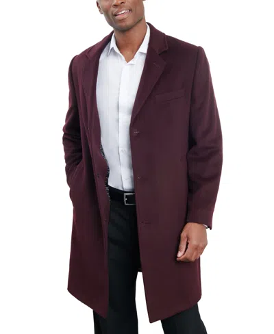 London Fog Men Signature Wool-blend Overcoat In Burgundy