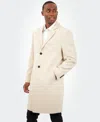 London Fog Men Signature Wool-blend Overcoat In Ecru