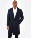 London Fog Men Signature Wool-blend Overcoat In Navy Black