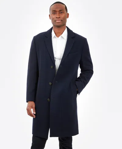 London Fog Men Signature Wool-blend Overcoat In Navy Black