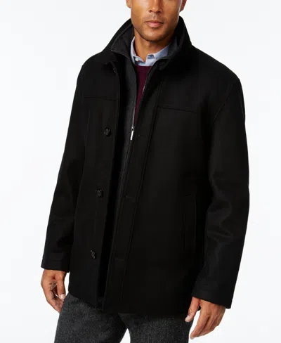London Fog Men's Wool-blend Layered Car Coat, Created For Macy's In Black,new Charcoal