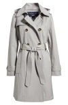London Fog Missy Hooded Belted Trench Coat In Volcanic Rock