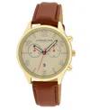 London Fog Multi Function Brown Faux Leather Watch 42mm In Brown