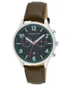 London Fog Multi Function Khaki Faux Leather Watch 42mm In Khaki