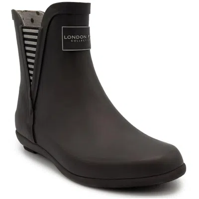 London Fog Piccadilly Womens Faux Leather Ankle Rain Boots In Black