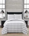 London Fog Plaid Flannel 3-pc. Comforter Set, Full/queen In White,gray