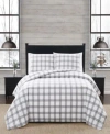 London Fog Plaid Flannel Comforter Sets In Gray
