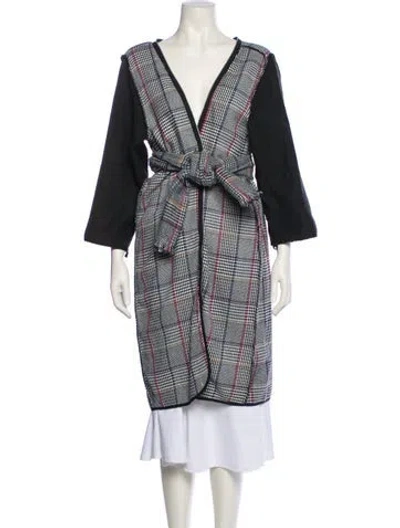 Pre-owned London Fog Plaid Print Coat In Black