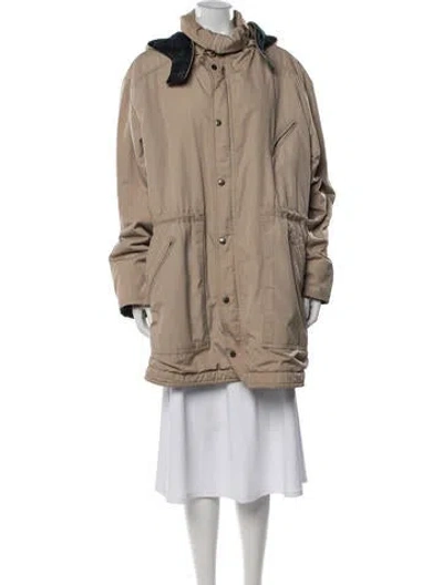 Pre-owned London Fog Plaid Print Parka In Neutrals