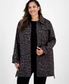 London Fog Plus Size Hooded Belted Raincoat In Multi