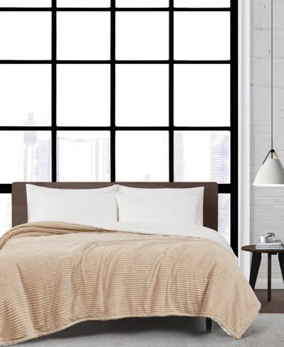 London Fog Plush Large Corduroy Blanket, Full/queen In Brown