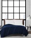London Fog Plush Large Corduroy Blanket, Twin In Blue