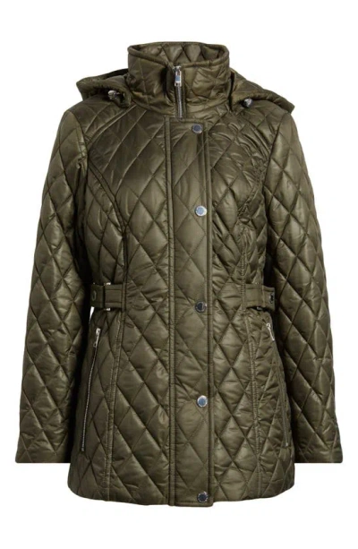 London Fog Quilted Water Resistant Jacket In Olive