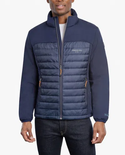 London Fog Ridgewood Mix Media Midweight Jacket In Navy In Blue